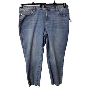 NWT Talbots Womens Light Wash Straight‎ Leg Cropped Stretch Jeans Denim Plus 22W